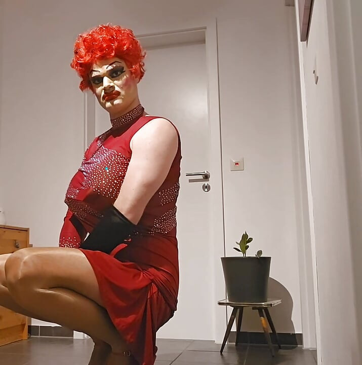 Trashy redhead sissy