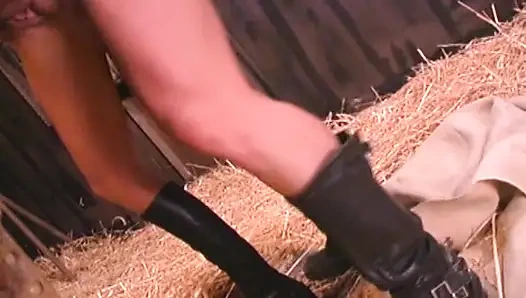 MILF Pounded Rough in Hay Barn Pussy Stretched Wide