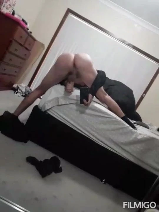 Stroking my cock in front of the mirror watching myself