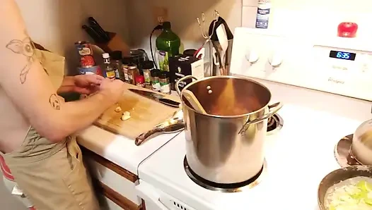 Sperma gekocht, 3 lauch chili mit Öl handjob