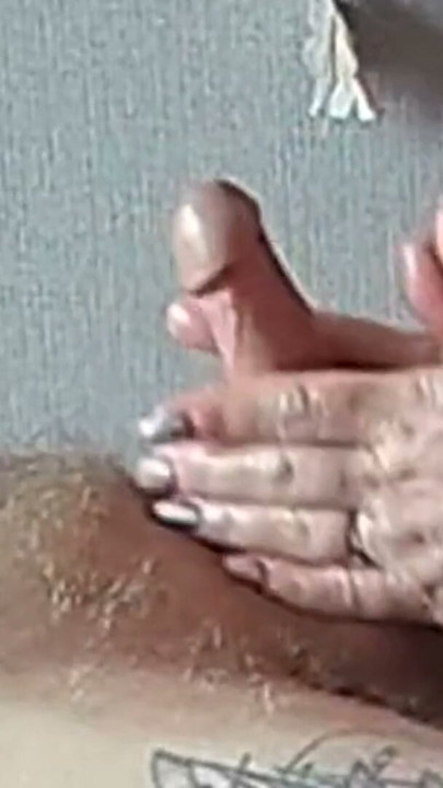 mother-in-law massages my dick and I cum | Clip 1
