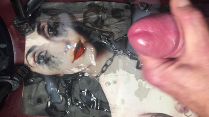 cumtribute to a pierced Emo Goth Whore in topless