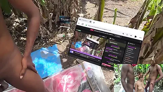 Big ass White girl sucks 2 dicks in mixed reality