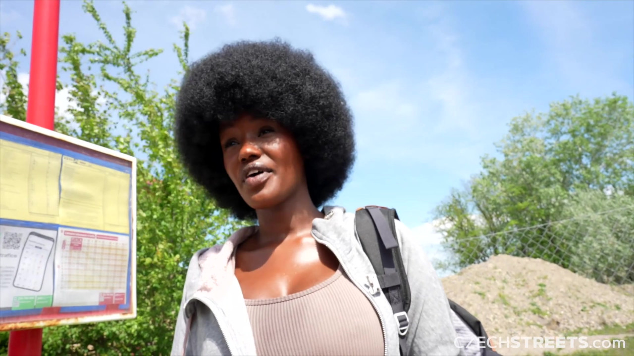 チェコの通り152:かわいい巨乳の黒人の女の子と急いで
