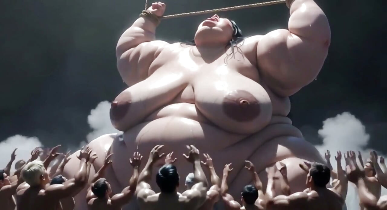 Giant SSBBW Tied up - Tiny Men Exploring Deep Inside Her Wet Cunt