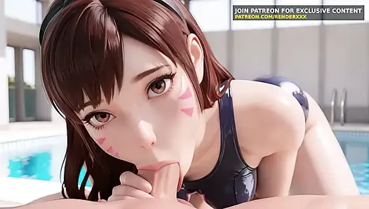 3D Animation: Overwatch Dva Taking Swimming Lessons Uncensored Hentai