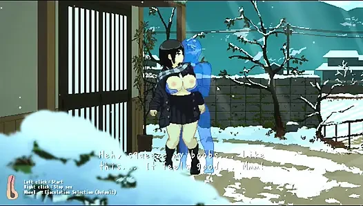 Hentai game - cewek dengan toket besar ini dientot habis-habisan di cuaca yang dingin