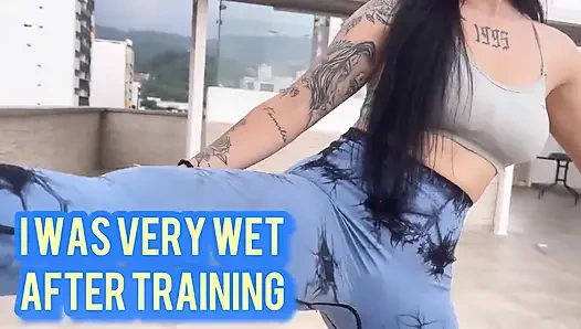 Я трахаю хороший член во время тренировки и рву леггинсы