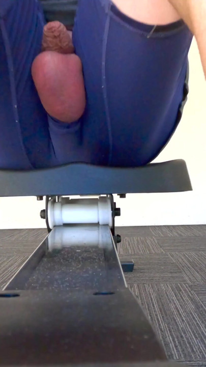 Must-see moment from "Straight guy rides the rower in the hotel gym with his cock out"