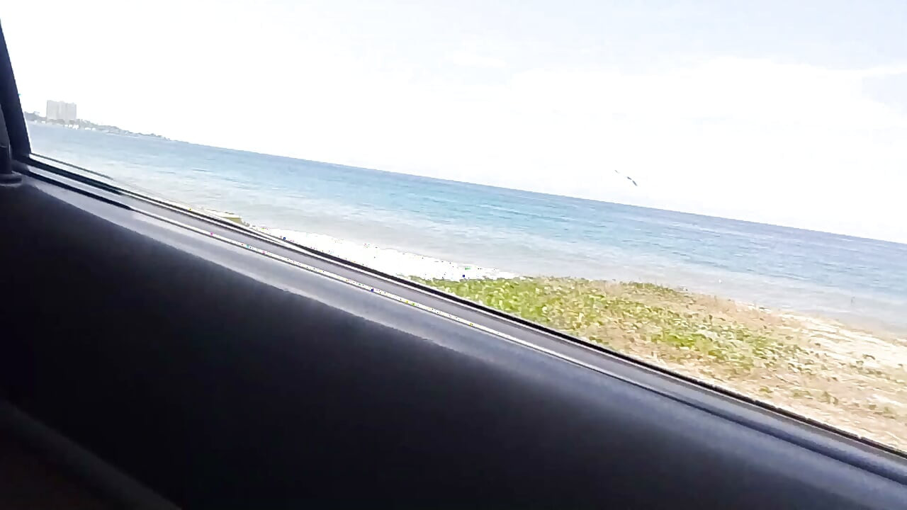 Caught Almost! She Plays With Her Boobs in the Car Passenger Seat