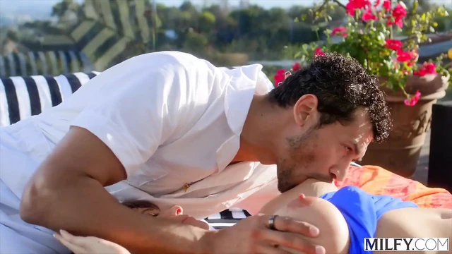 Milfy Curvy Mature Syren Rides His Young Cock Poolside