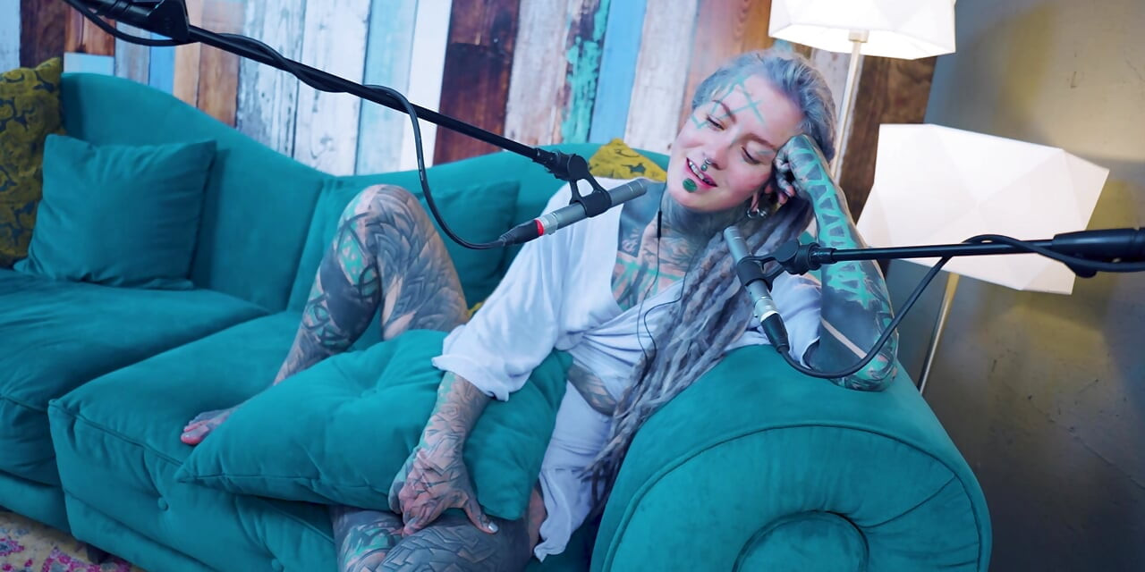 I talk about H - Happiness - ASMR podcast SFW talking goth skinny girl dreadlocks tattoo model inked girl