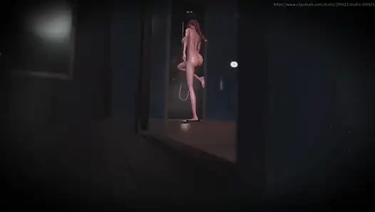 B029 Trapped in the Floor, the Slave Bathes the Queen. POV Objectification, Anal Licking, Foot Licking, and Vaginal Licking Rimm