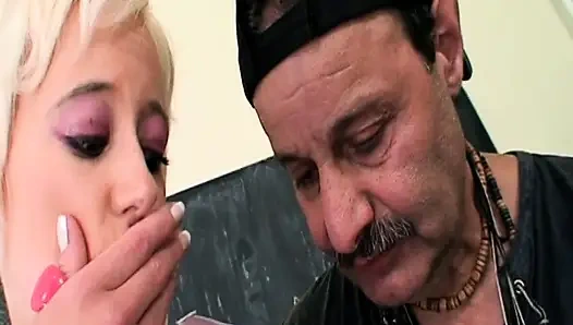 Stunning teen seduced by older man and granny teacher during music lesson