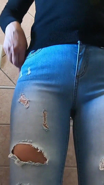 Stunning moment from "Try skinny jeans.The Stepsister Big ass struggles to fit her booty inside her jeans"