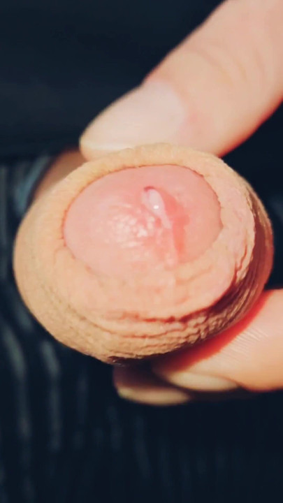 Horny uncut guy playing with long foreskin again precum and cum | Clip 1