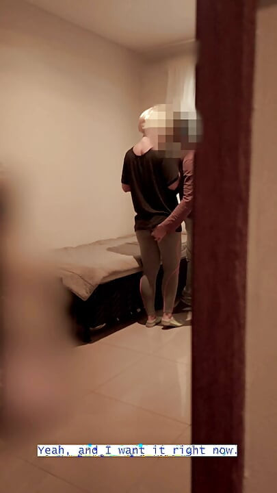 Hot Wife in Yoga Pants Sucks Her Husband's Friend and Gets Fucked in the Spare Room