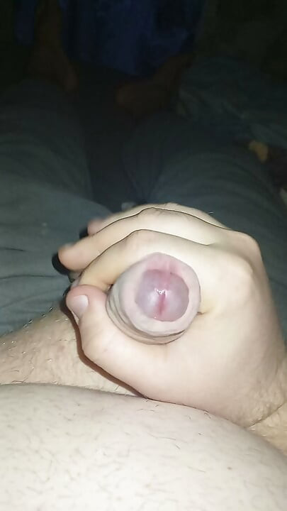 Fat gay jerking uncut cock but no cum