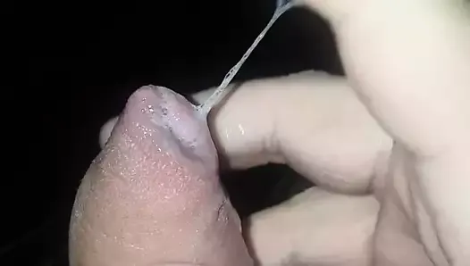 Sticky foreskin play and cum