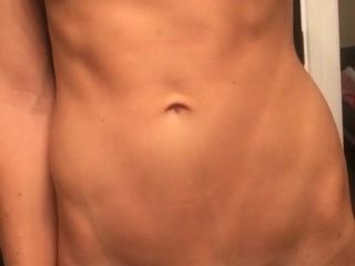 Skinny fit naked girl showing her pussy close-up