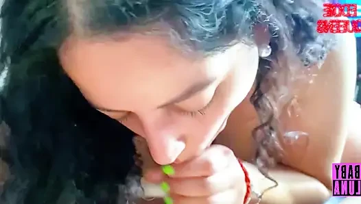 Argentinian slut BabyLuna939 sucks my dick, jerks off my tits until I run out of milk and takes it all Part 1