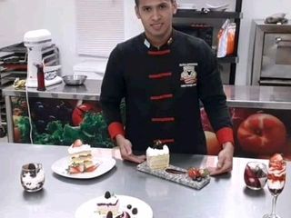 Straw pastry chef shows his small penis