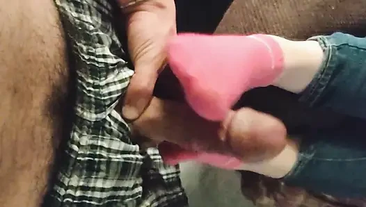 Pembe seksi gösterisiz nike çoraplı ayakla mastürbasyon - çorap elle muamele mavi ayak bileği çorap boşalması
