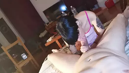 POV sloppy blowjob from my cute little stepdaughter pt1