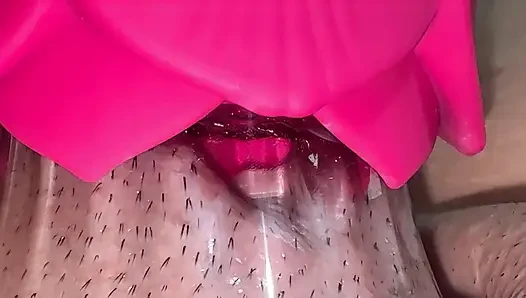 Young girl uses powerful sucker