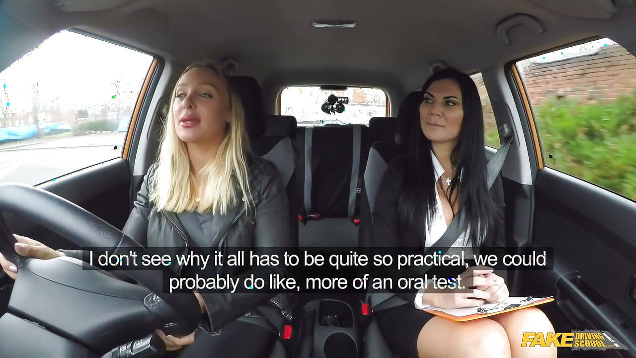 Fake Driving School - Fake Driving School Instructor Saves a Hot Friend From Failing with a Steamy Lesbo Front Seat Session
