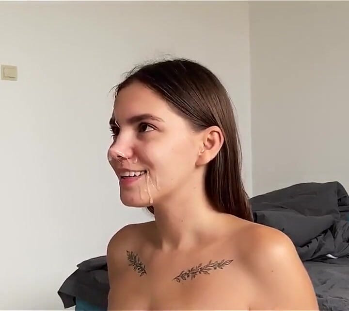 Cute 18 Year Old Brunette Passionately Sucks