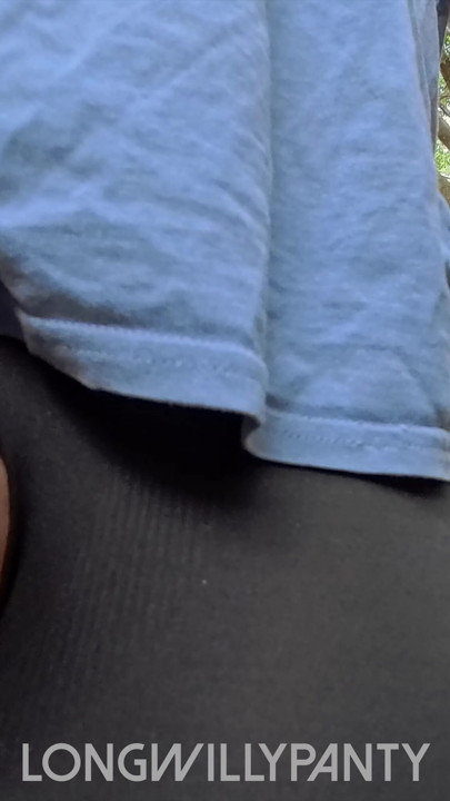 Straight amateur guy walks with dick poking out of exposed shorts