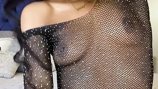 Seductive Ebony Femdom Tease: Lingerie Dildo Play for Findom Lovers