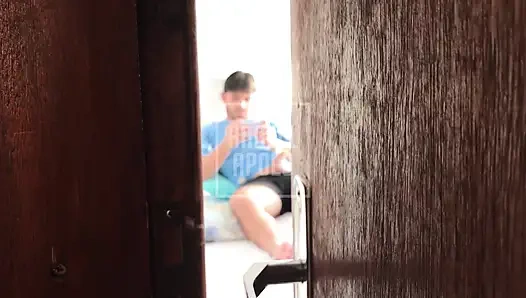 I Caught My Stepbrother Jerking off and He Called Me to Help Him Cum Part 1