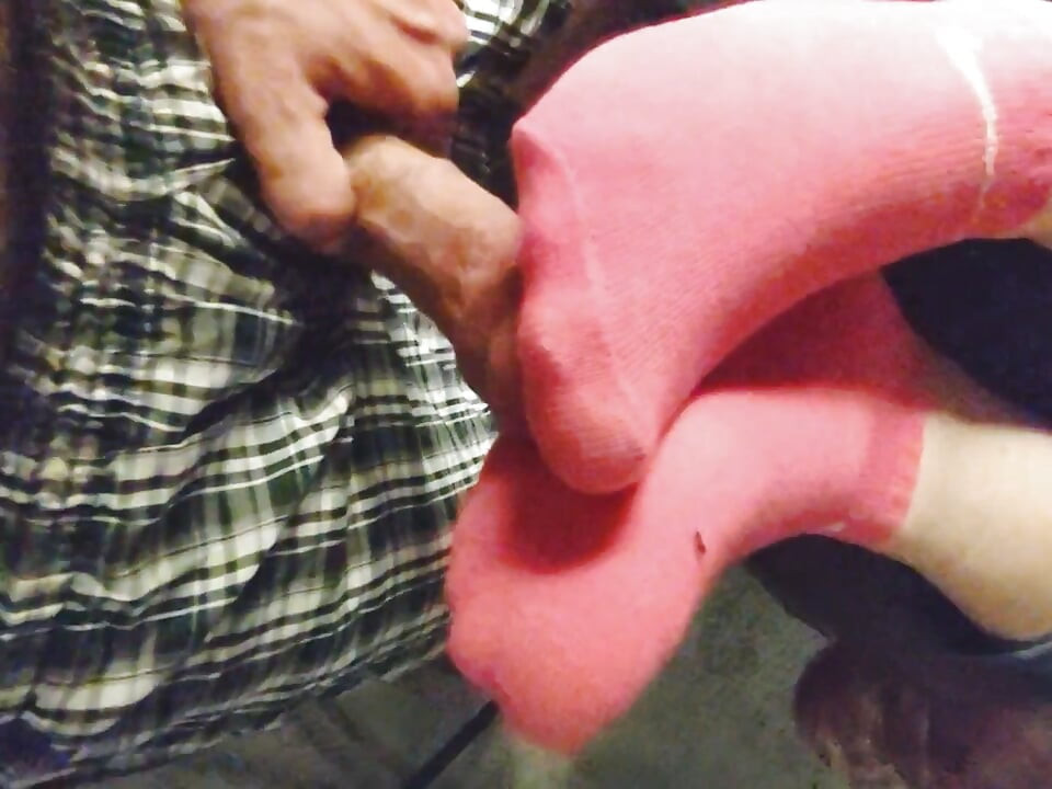 Rosa sexy sem show Nike Socks Footjob Sockjob - meia punheta com meias azuis do tornozelo