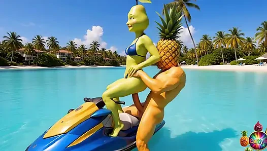 Эпизод 4 - симпатичная девушка из ананаса и сладкий мужчина из авокадо делят нежные тропические моменты, AI хентай