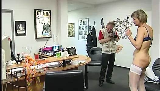 Blonde mature gets doggystyled at the casting