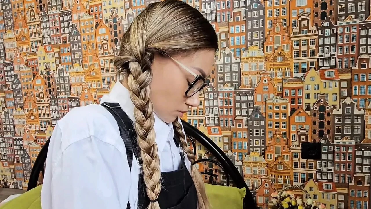 Modest and well-mannered beauty with glasses was silent while she was fucked in the ass