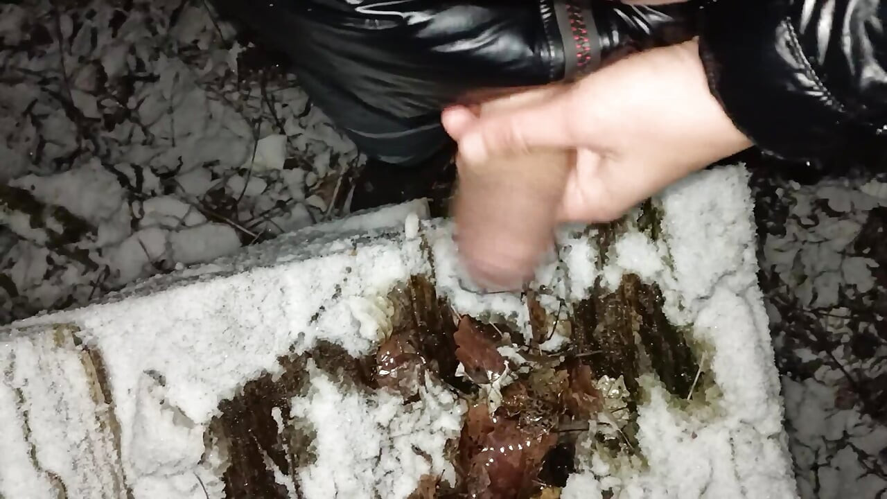 Touching Snow with Cock, Pee and Cum in Snow