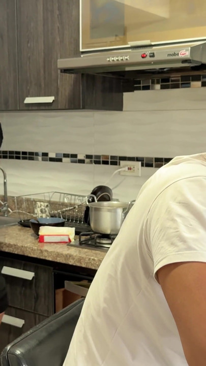 My stepson takes advantage of my cuckolded husband being distracted, to fuck me rich in the kitchen. | Clip 1