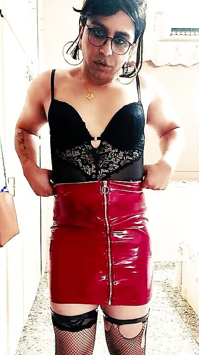 FetishEmmanuella video 12 - Red Vinyl Skirt