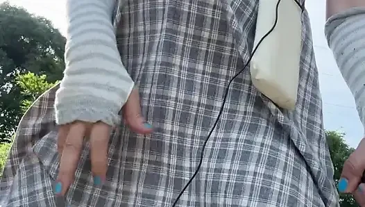No290 Playing with Anal Plugs on the Street During the Day