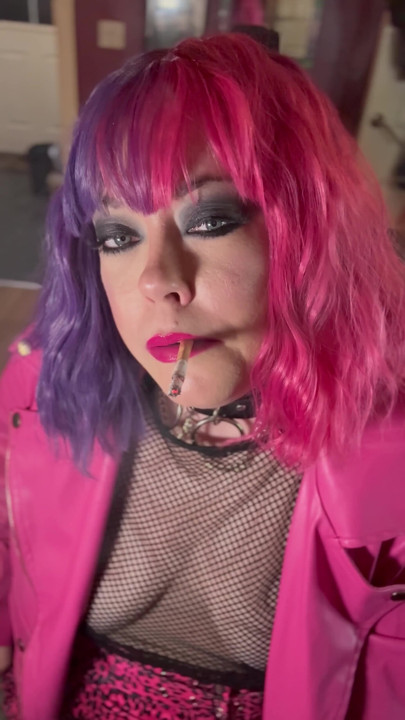 Pink And Perky Tina Snua Smoking A Cork Cigarette In A Leather Jacket - Smoker | Clip 1