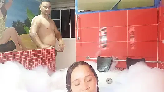 Latin couple sex in the jacuzzi gets passionately