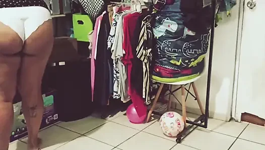 Mexican Chubby BBW Cleaning the Room
