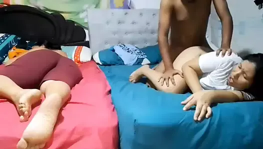 stepson fucks his stepmother hard while his stepsister rests