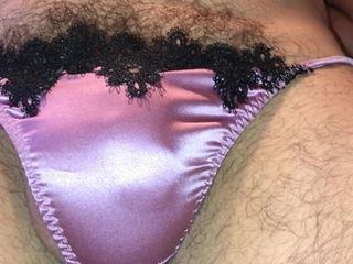 Pissing in my new silk panties