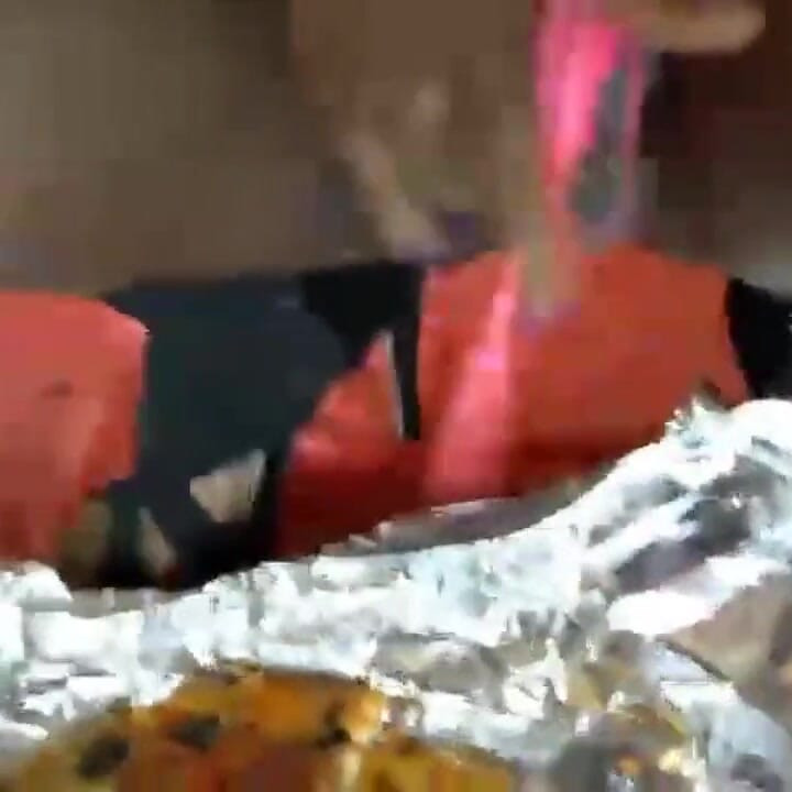 Naughty gurl pees on pizza