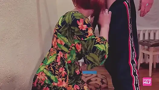 Naive Stepmom Tastes Stepson's Cock in the Utility Room