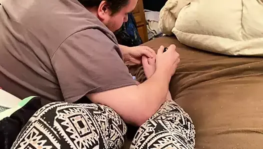 Getting my nails painted on my unique feet